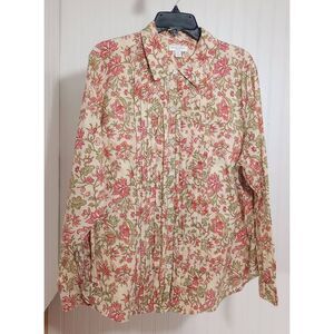 VTG Y2K Charter Club pleat front long sleeve button down shirt size 18